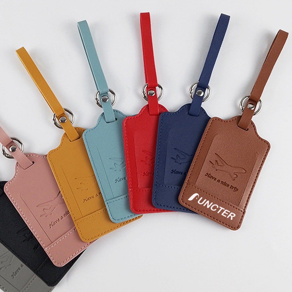 PU Leather Luggage Tags Travel Bag Labels Suitcase Tags with Logo