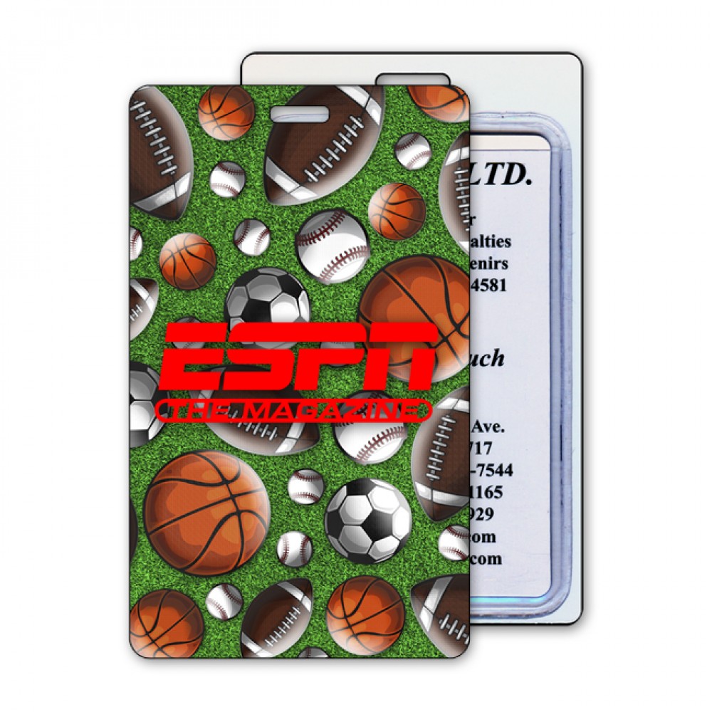 Logo Branded Luggage Tag w/Sports 3D Lenticular Depth Effect - Stock (Imprinted) Logo Branded Luggage Tag w/Sports 3D Lenticular Depth Effect - Stock (Imprinted)