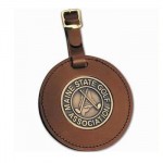 Medallion Luggage Tag w/ Die Struck Brass Insert Logo Branded