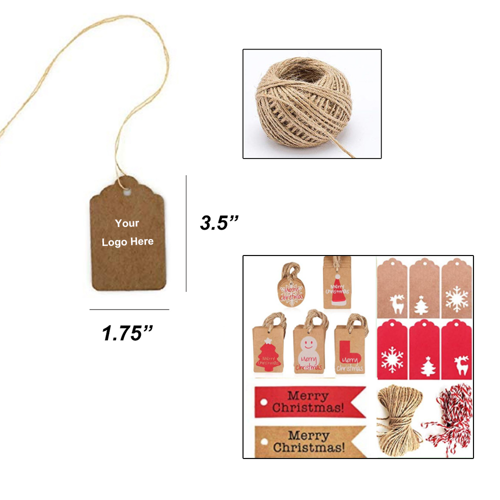 Various Shape Kraft Gift Price Labels & Tags w/ 8" String with Logo