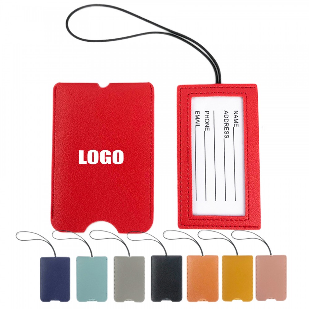 PU Leather Luggage Tag With Case with Logo