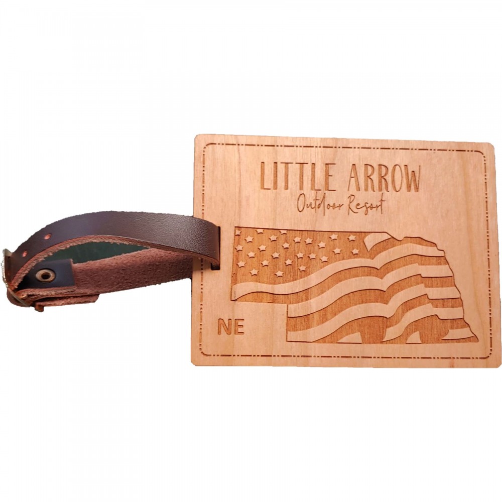 Promotional Hardwood State Luggage Tags