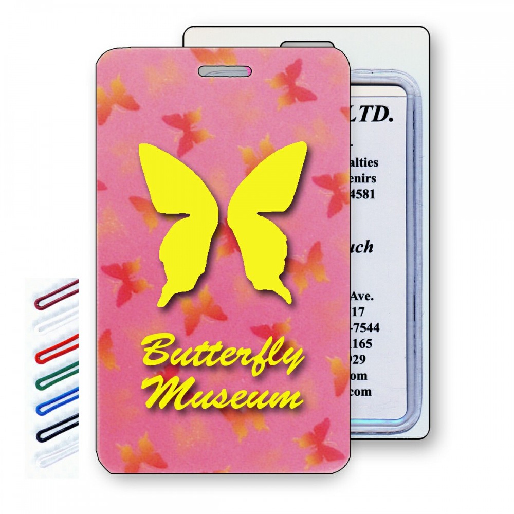 Lenticular Change Color Pink Rainbow Butterflies Luggage Tag (Custom) Custom Imprinted Lenticular Change Color Pink Rainbow Butterflies Luggage Tag (Custom) Custom Imprinted