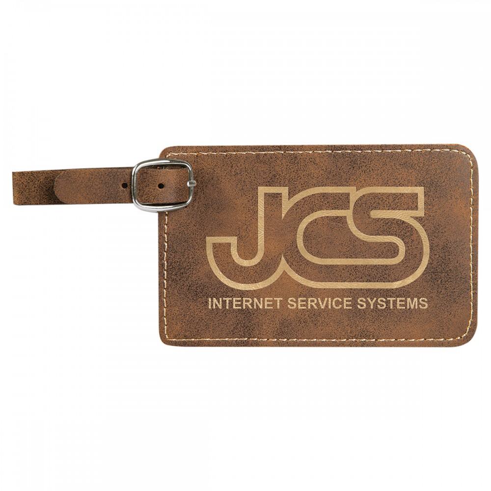 Rustic/Gold Leatherette Luggage Tag with Logo