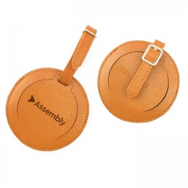 Customized Round Vegan Leather Luggage Tag for Women, Durable Suitcase ID Tag,