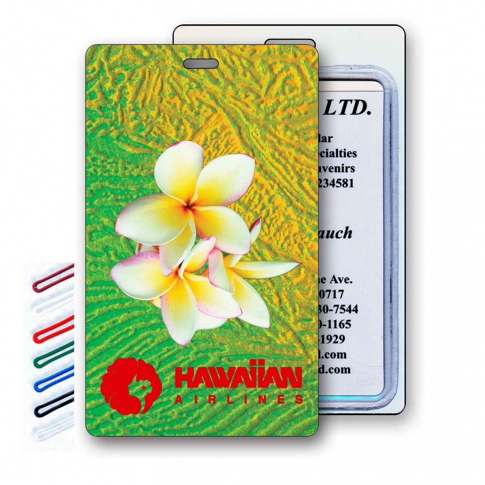 3D Lenticular Tropical White Flower Stock Image Luggage Tag (Imprinted) Custom Printed 3D Lenticular Tropical White Flower Stock Image Luggage Tag (Imprinted) Custom Printed