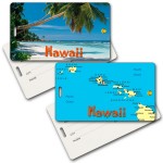 Custom Printed Privacy Luggage Tag w/3D Lenticular Images of Beach & Hawaiian Map (Imprinted)