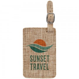 2.75" x 4.25" - Burlap Luggage Tag with Logo