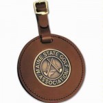 Medallion Luggage Tag w/ Cast Brass Insert Logo Branded