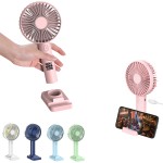 Round Handheld Fan With Phone Stand Custom Imprinted