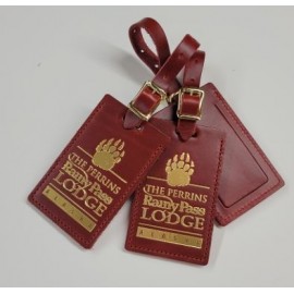 Custom Covered Business Sized Leather Luggage Tag - Made In The USA  Custom Covered Business Sized Leather Luggage Tag - Made In The USA