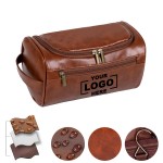 Personalized Large Toiletry Bag for Men, Waterproof Leather Travel Organizer Gift with Logo