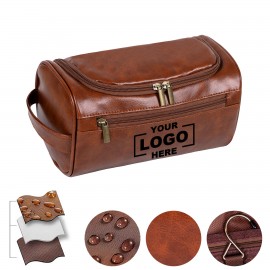 Personalized Large Toiletry Bag for Men, Waterproof Leather Travel Organizer Gift with Logo
