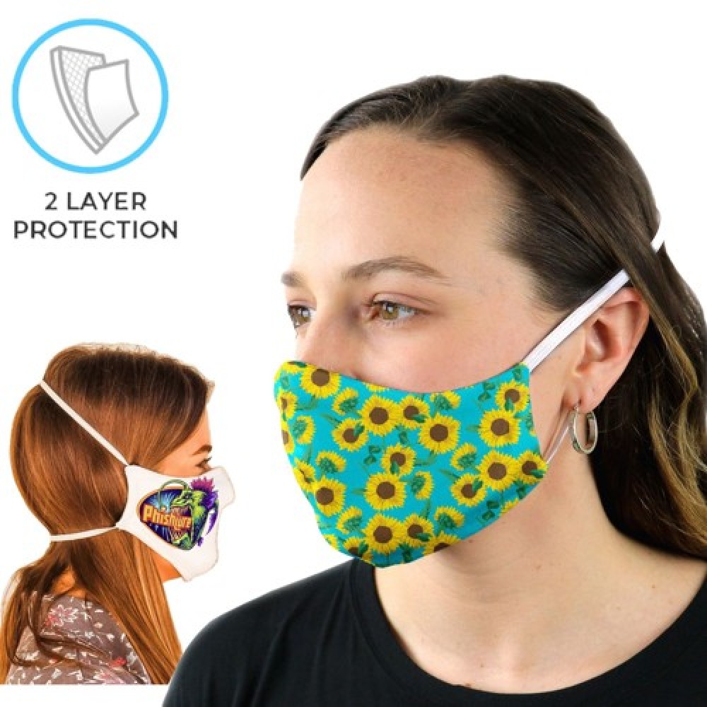 Full Color 2 Layer Face Mask w/ Head Strap Safety Masks with Logo