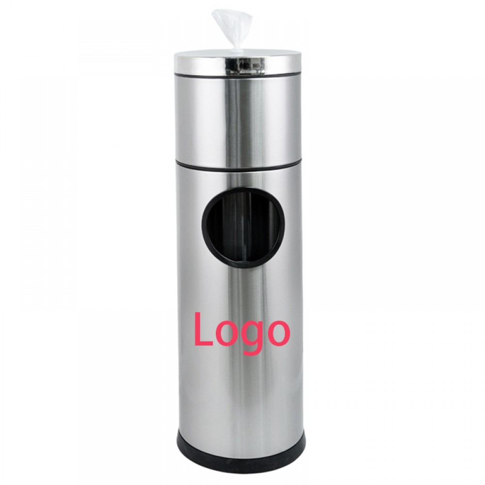 Stainless Steel Stand Wet Wipe Dispenser Bucket/ Lock and Built-in trash can with Logo