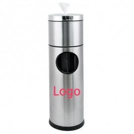 Stainless Steel Stand Wet Wipe Dispenser Bucket/ Lock and Built-in trash can with Logo