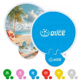 Logo Branded Full Color Foldable Polyester Fan With Handle & Pouch
