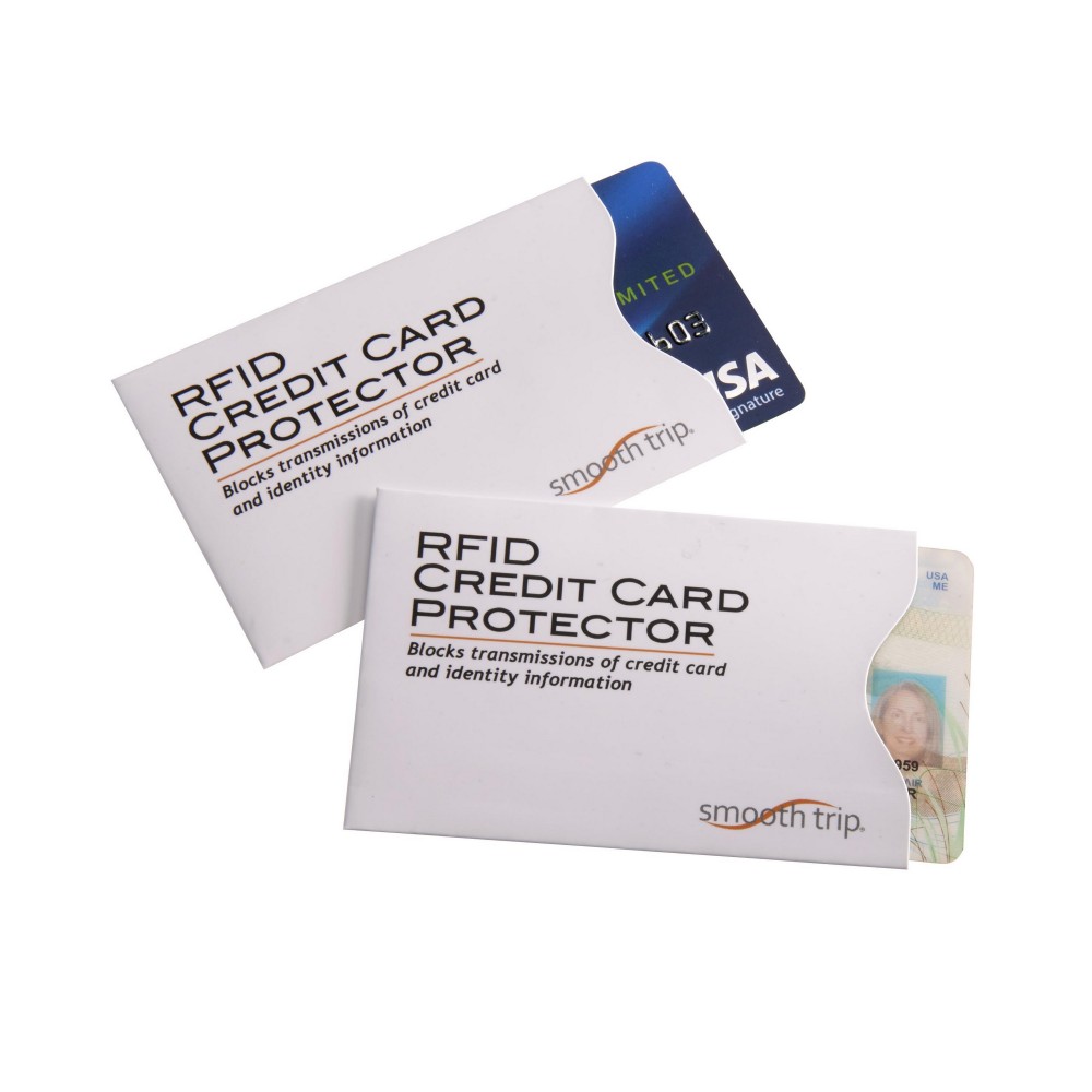 Logo Branded Smooth Trip Travel Gear by Talus RFID Blocking Card Protectors, 2 Pack, White