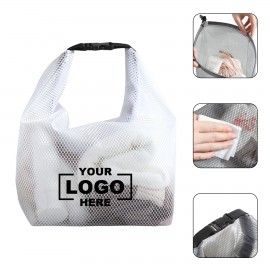Logo Branded Transparent Mesh Shower Toiletry Bag with Buckle Handle  Logo Branded Transparent Mesh Shower Toiletry Bag with Buckle Handle