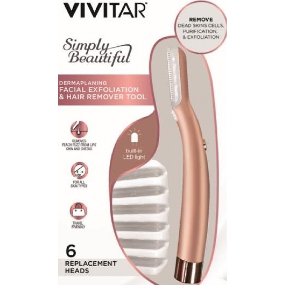 Vivitar Rose Gold Dermaplaning Facial Exfoliation & Hair Removal Tool with Logo