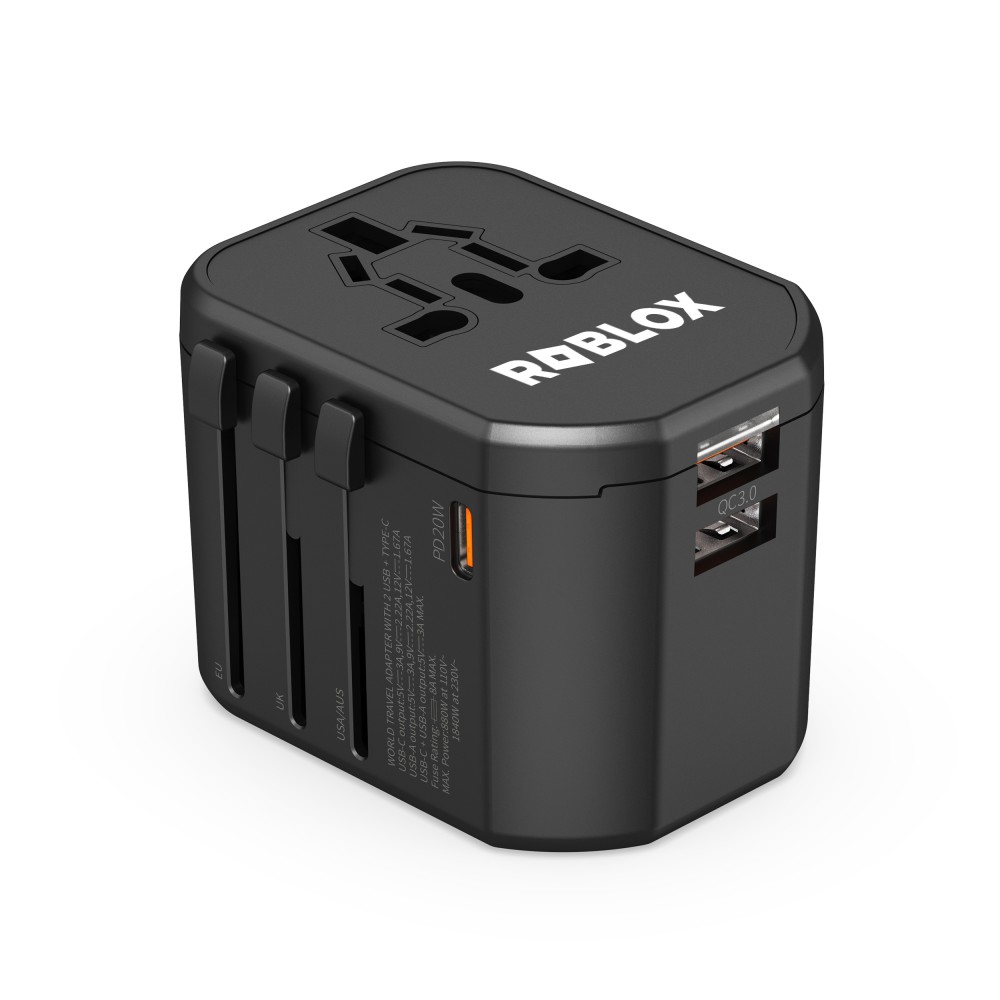 Expedition 3 - Universal travel adapter with carrying hardcase with Logo