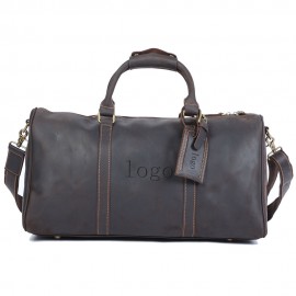 Full Grain Leather Travel Weekender Bag Overnight Duffle Bag with Logo
