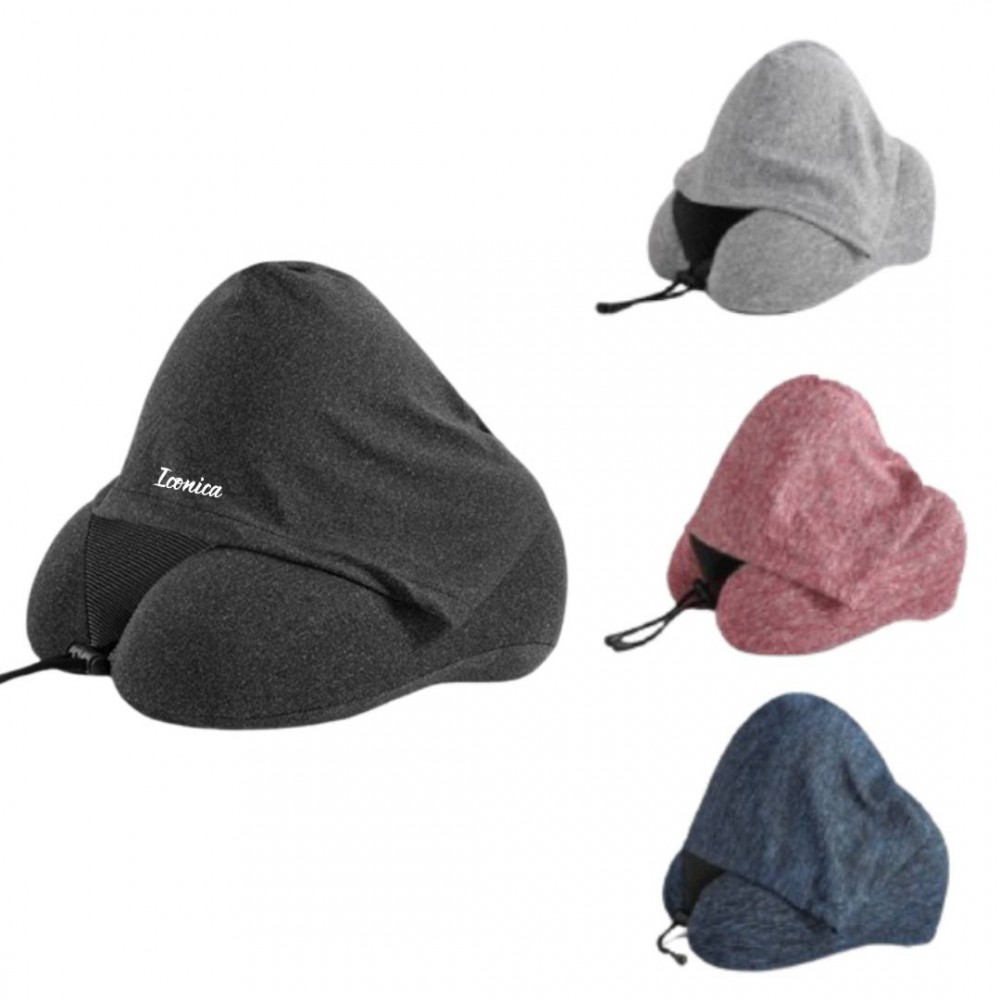 Logo Branded Neck Pillow with Hood Logo Branded Neck Pillow with Hood