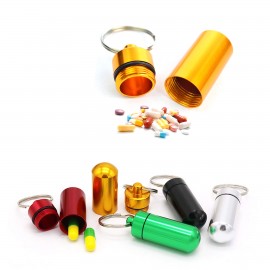 Waterproof Aluminum Pill Box With Key Chain Custom Printed