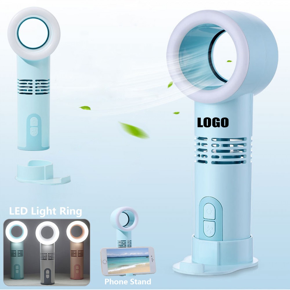 Portable Leafless Fan With LED Light Logo Branded