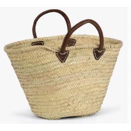 Promotional Straw Tote with Leather Handles