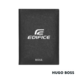Hugo Boss Classic Grained Passport Holder - Black with Logo