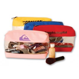 Logo Branded Reaction Cosmetic Bag w/Transparent Vinyl Middle  Logo Branded Reaction Cosmetic Bag w/Transparent Vinyl Middle