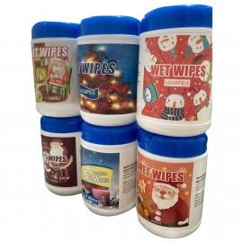 Canister Wipes 75% Alcohol Disinfection and Sterilization 60 Pieces Custom Printed