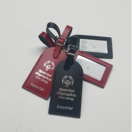 Medium Rounded Top Leather Luggage Tag with Logo  Medium Rounded Top Leather Luggage Tag with Logo