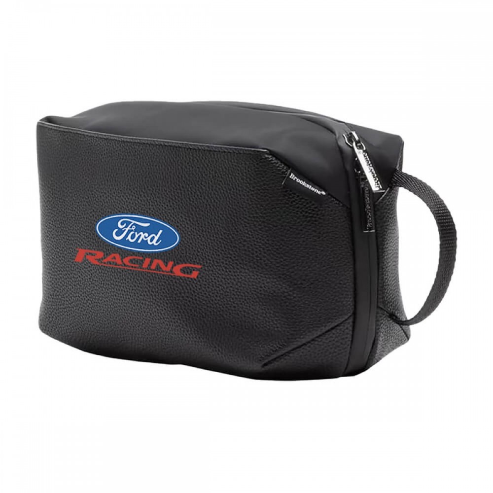 Brookstone Compact Toiletry Kit Vegan Leather Travel Bag with Logo Brookstone Compact Toiletry Kit Vegan Leather Travel Bag with Logo