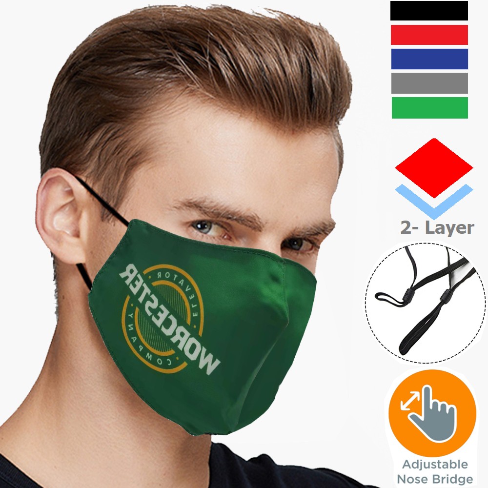 2 Layer Performance Mask w/ Nose Bridge, Adjuster Face Masks with Logo