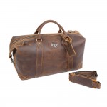 Vintage large - sized first - layer cowhide hand luggage bag with Logo