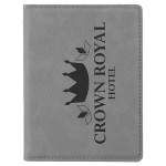 Gray Leatherette Passport Holder with Logo