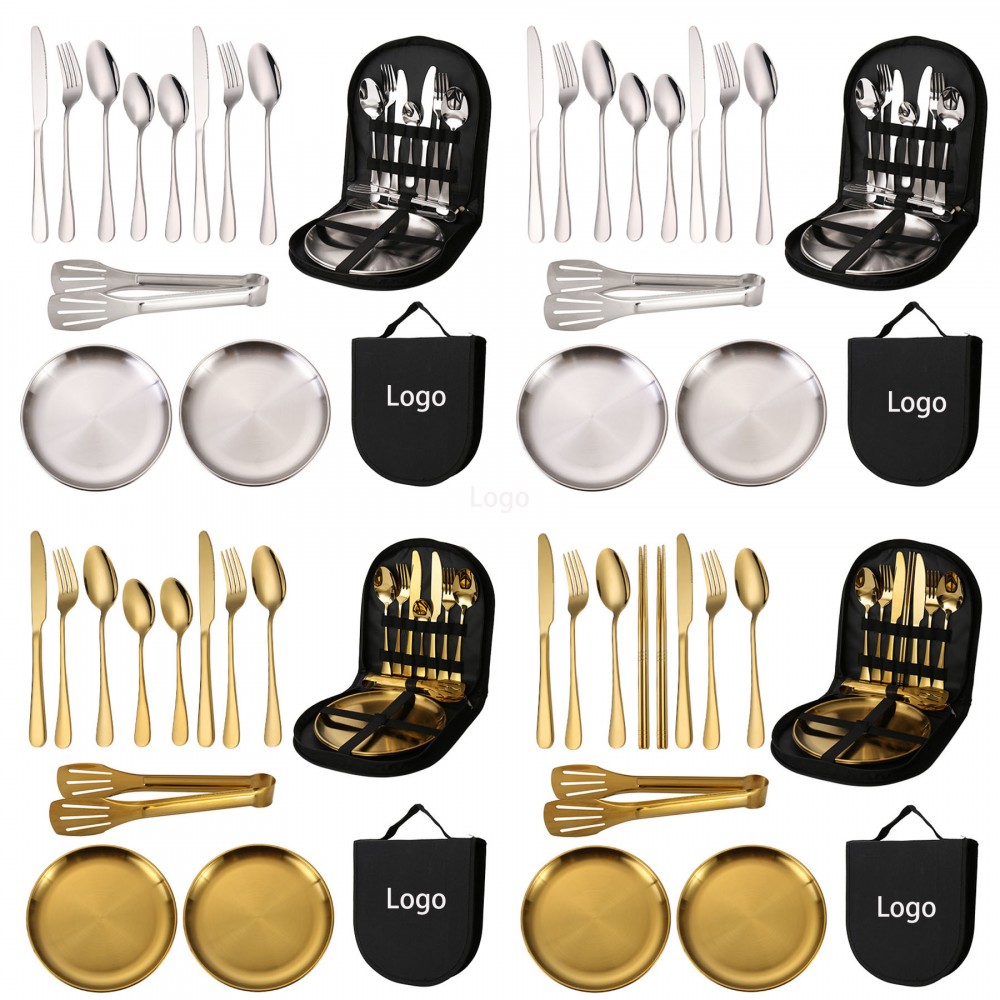 Logo Branded Luxury Stainless Steel Flatware Set with Case
