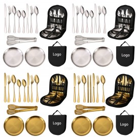 Logo Branded Luxury Stainless Steel Flatware Set with Case