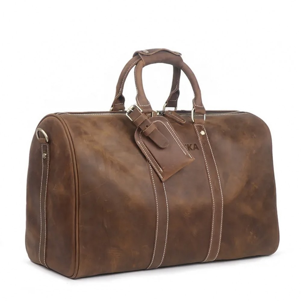 Logo Branded Contrada Leather Duffel