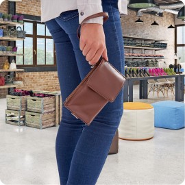 Smooth Trip Travel Gear by Talus Women's RFID Multi Card Phone Wallet, Brown Custom Imprinted