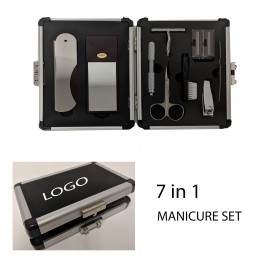 Logo Branded 7 in 1 GENTLEMAN MANICURE SET IN ALUMINUM CARRYING CASE.