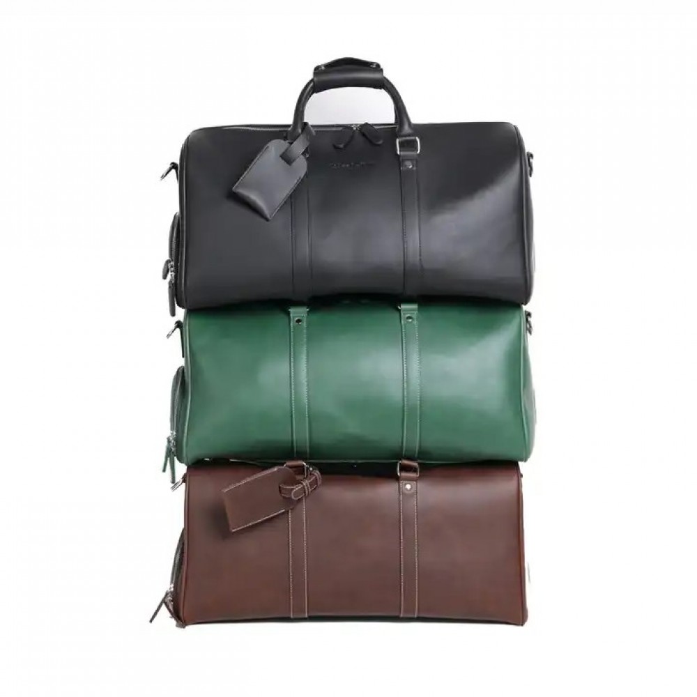 Brehana Leather Duffel with Logo