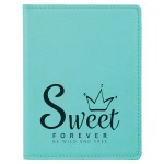 Teal Leatherette Passport Holder with Logo