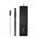 Stainless Steel Telescopic Straw w/Silicone Tip, Cleaning Brush & Aluminum Case with Logo