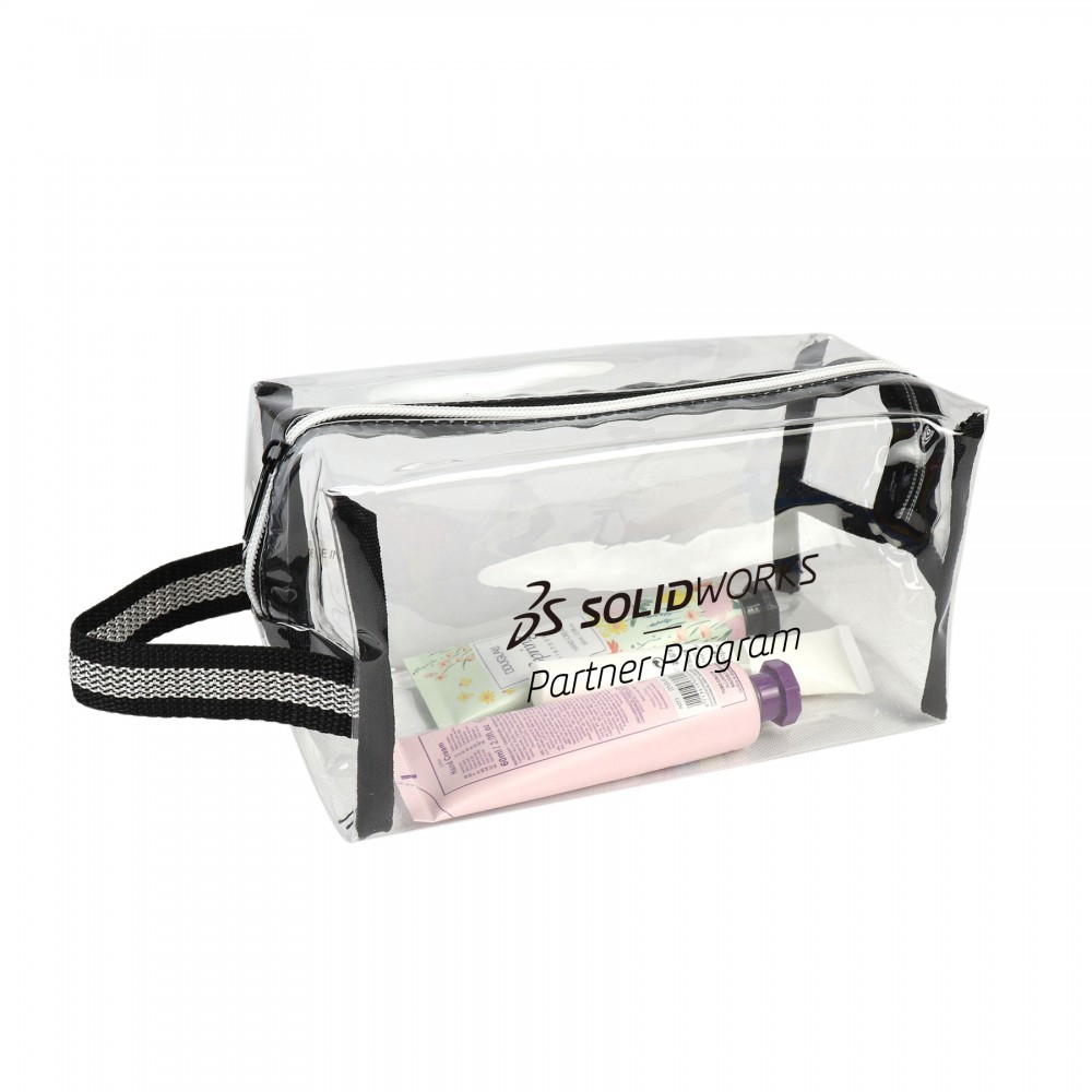 Clear Travel Carrying Striped Handle Bag with Logo Clear Travel Carrying Striped Handle Bag with Logo