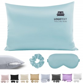 Satin Pillowcase Scrunchies Eye Mask Sleep Set with Logo Satin Pillowcase Scrunchies Eye Mask Sleep Set with Logo