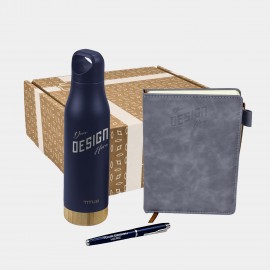 TiTUS 17 oz Water Bottle, Executive Velveteen Notebook & Pen Gift Set with Logo  TiTUS 17 oz Water Bottle, Executive Velveteen Notebook & Pen Gift Set with Logo