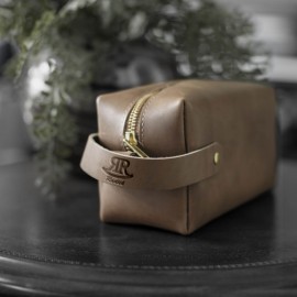 Personalized Leather Dopp Kit Low MOQ Fast Ship Add Logo Deboss Or Initials